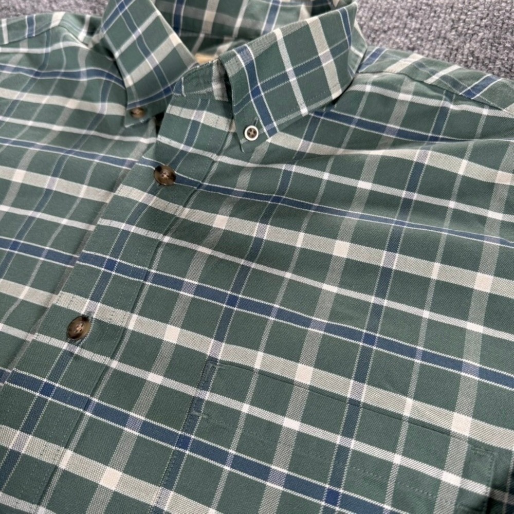 Cabelas Button Down Shirt Mens Large Plaid Long Sleeve Cotton Regular Green